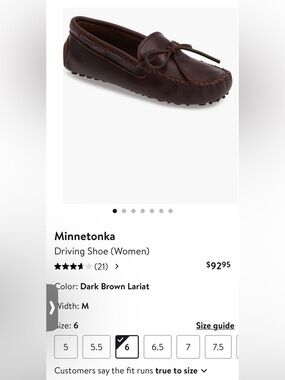 Minnetonka Dark Brown Lariat Moccasin Driving Shoe 6
